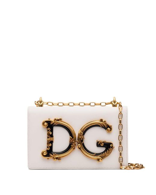 Dolce & Gabbana Natural Schultertasche mit Logo
