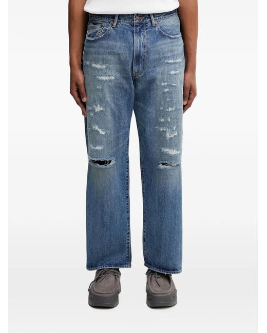Vaqueros Con Efecto Envejecido Beams Plus de hombre de color Blue
