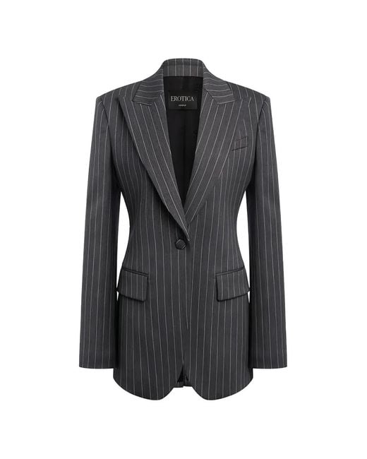 Dondup Black Blazer À Rayures
