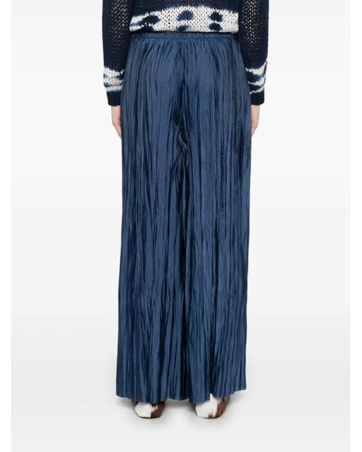 Roberto Collina Blue Plissé Trousers
