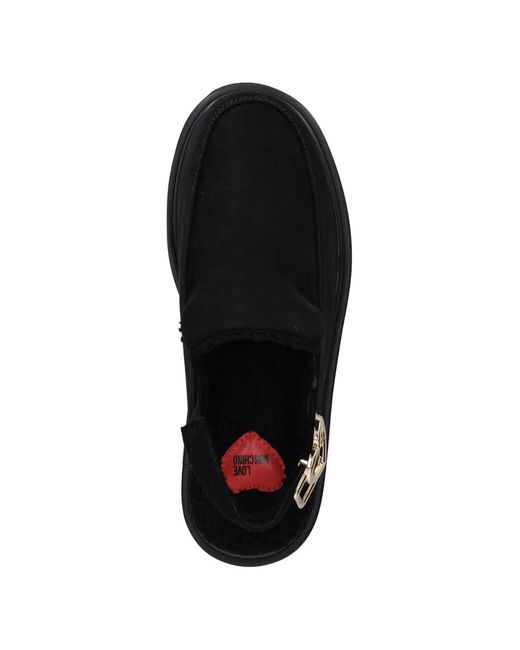 Love Moschino Black Mules Plateforme À Boucle Cœur