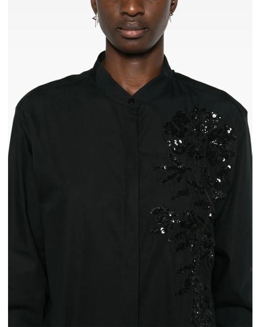 P.A.R.O.S.H. Black Embroidered Shirt