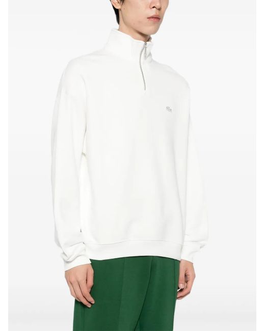 Lacoste White Logo-Appliqué Cotton Sweatshirt for men