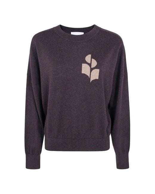 Isabel Marant Blue Logo-Intarsia Knitted Sweater