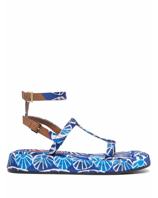 LaDoubleJ Blue Jazzy Seashell-Print Sandals