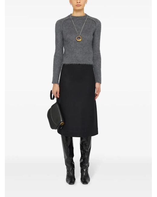 Jil Sander Gray Virgin Wool And Silk Sweater With Brushed Finish