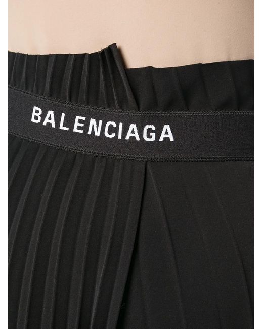 Balenciaga Black Fancy Pleated Asymmetric Skirt
