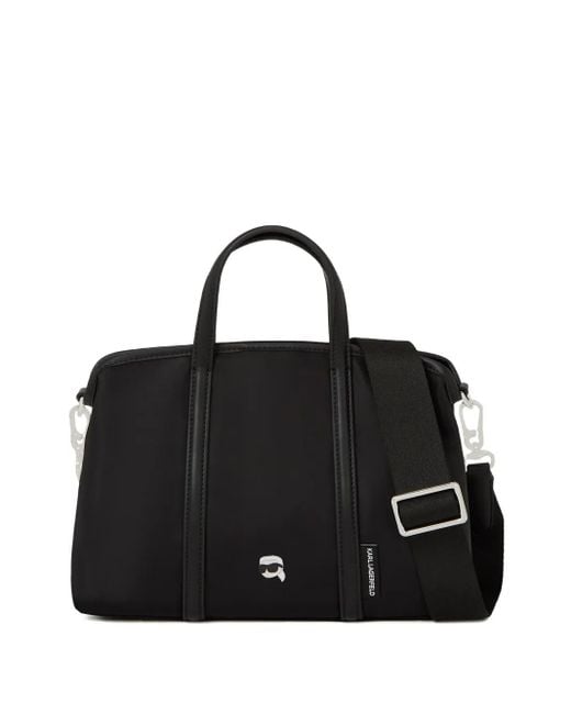 Karl Lagerfeld Black Ikon Nylon Small Tote Bag