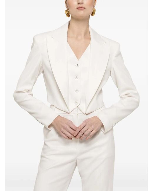 Nissa White Button Cropped Blazer