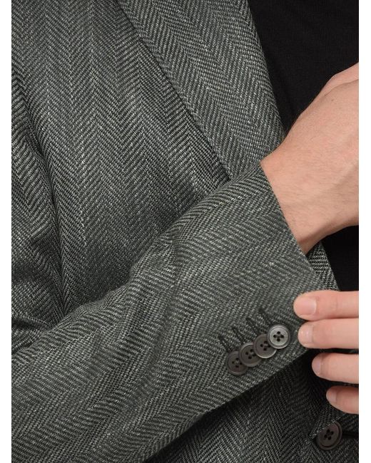 Corneliani Gray Herringbone Peak-Lapel Blazer for men