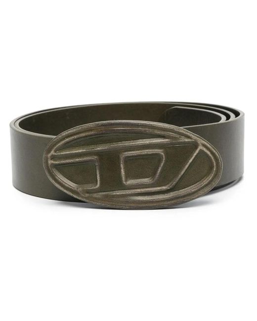 DIESEL Green 1Dr Logo-Buckle Leather Belt for men