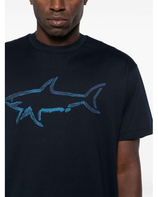 Camiseta con logo estampado Paul & Shark de hombre de color Blue