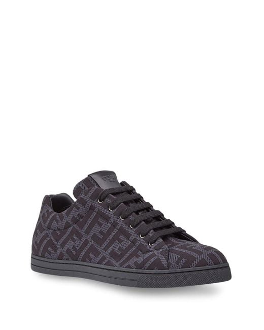 Fendi Leather Ff Motif Mesh Sneakers in Grey (Gray) for Men - Lyst