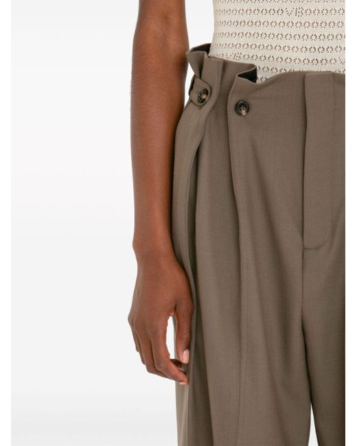 Pantalones ajustados con cintura fruncida Victoria Beckham de color Brown