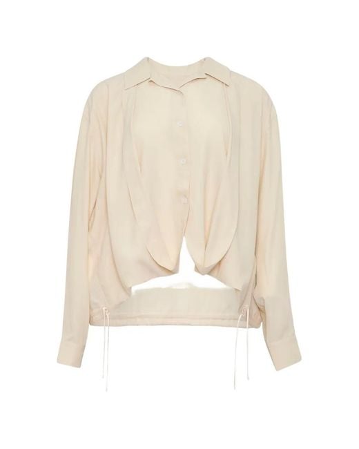 Litkovskaya White Layered Tucked-Hem Blouse