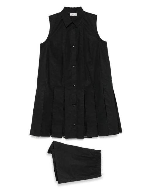 ワンピース MONCLER BLACK COTTON MINI DRESS Moncler Cotton Mini Dress in Black | Lyst