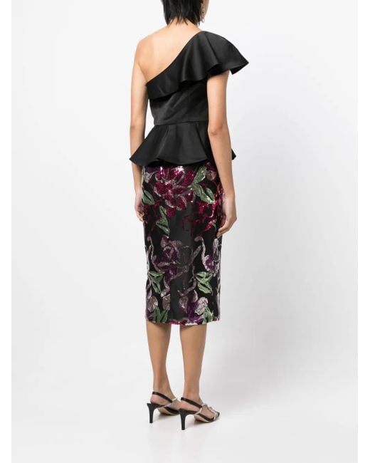 Marchesa Black Sequin-Embellishment Dress