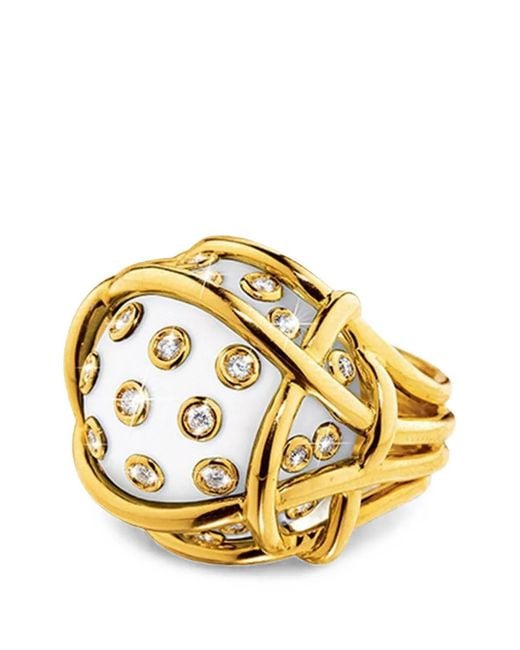 Verdura Brown Cocholong And Diamond Ring