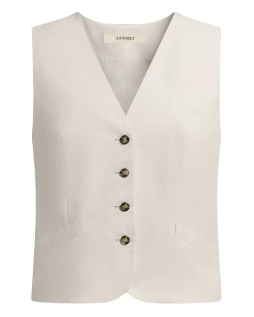 Chaleco con cierre de botones 12 STOREEZ de color White