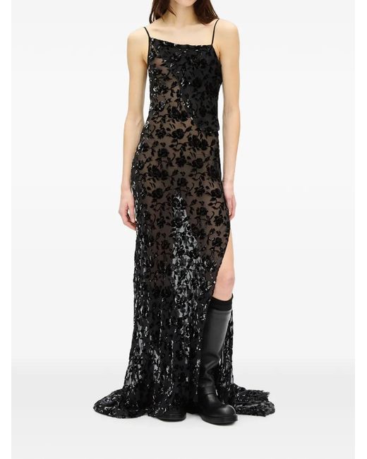 Ann Demeulemeester Black Aaricia Floral-Devoré Maxi Dress