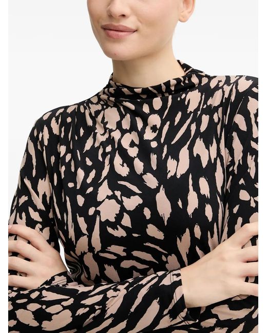 Joseph Ribkoff Black Printed Ruched Blouse
