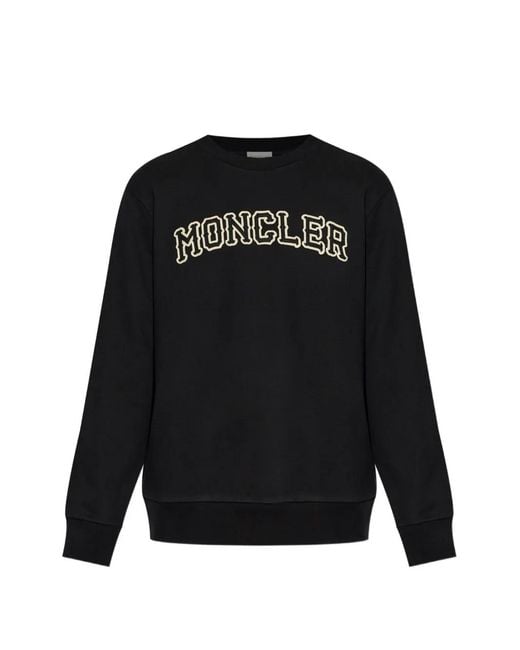 Moncler Black Embroidered Logo Sweatshirt for men