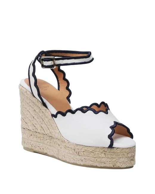 Espadrilles Compensées 110 Mm À Bords Festonnés Castaner en coloris White
