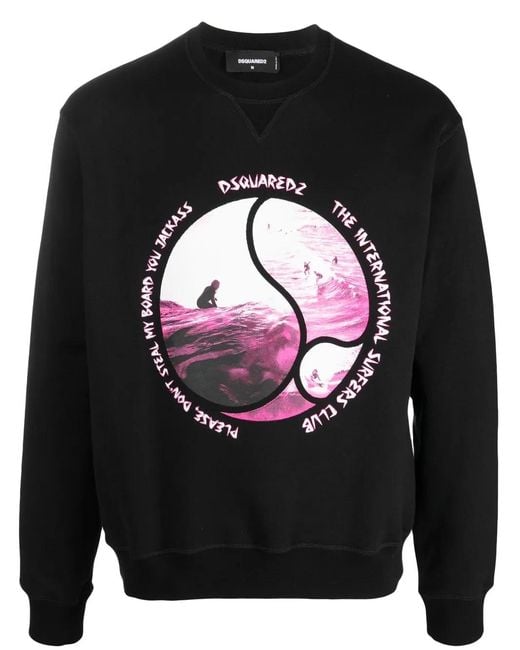 Sudadera Con Logo Estampado DSquared² de hombre de color Black
