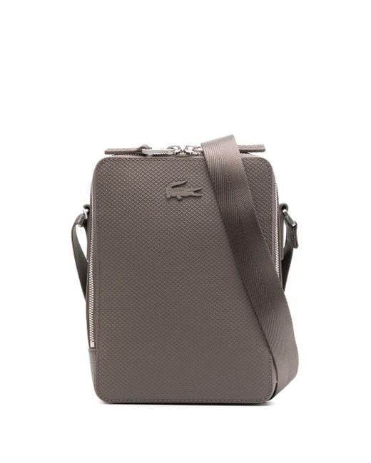 Lacoste Gray Chantaco Piqué Leather Messenger Bag for men
