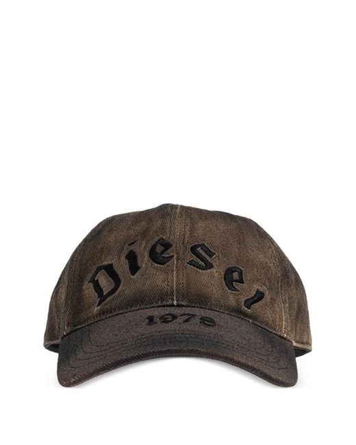 DIESEL Brown Cotton Twill Embroidered Baseball Cap