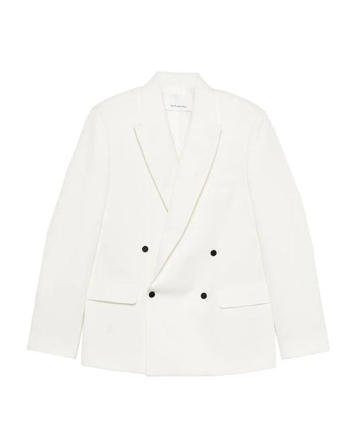 Frankie Shop White Double-Breasted Blazer