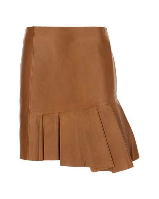 Iceberg Brown Minijupe En Cuir À Design Plissé