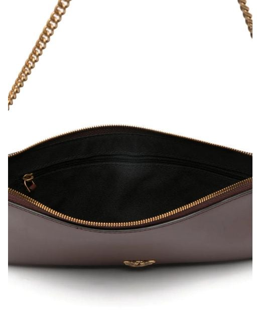 Pinko Brown Chain Flat Shoulder Bag