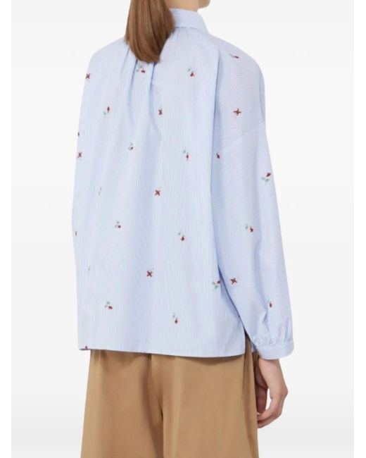 Weekend by Maxmara Blue Striped Floral Shirt