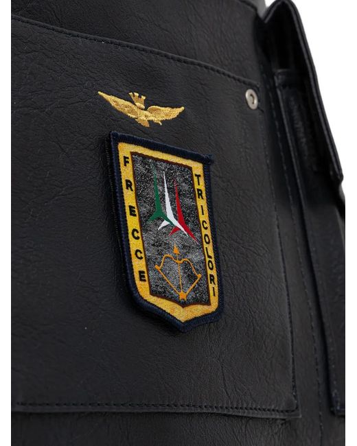 Aeronautica Militare Black Logo-Patch Carryall for men