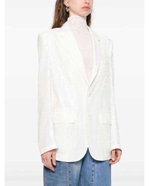Junya Watanabe White Sequined Blazer