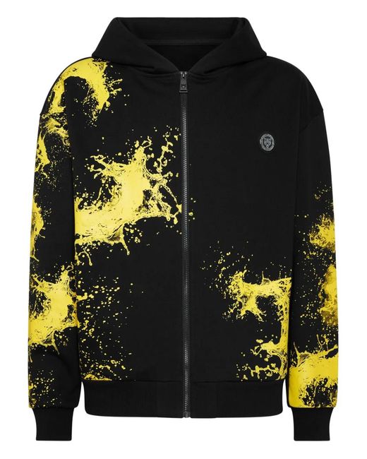Philipp Plein Blue Zip Hoodie Splash for men