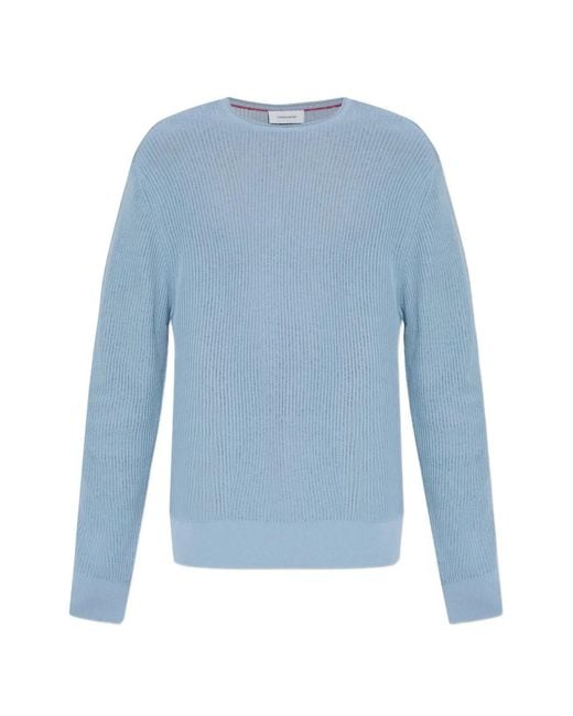 Ferragamo Blue Pull Côtelé En Cachemire for men