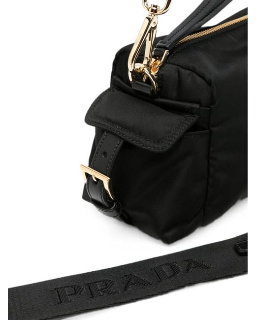 Prada Black Logo-Plaque Shoulder Bag