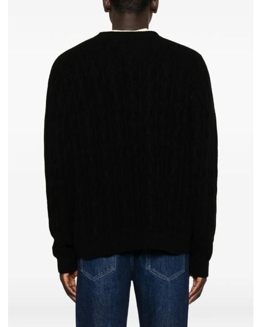The Row Black Nanni Cable-Knit Crew-Neck Sweater for men