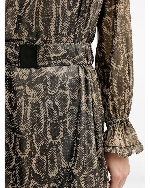 MARC AUREL Natural Snake-Print Belted Mini Dress