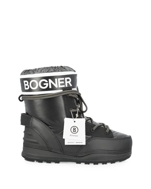 Bogner Black Logo-Print Lace-Up Snow Boots