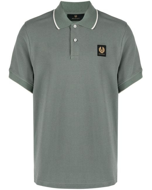 Belstaff Green Logo-appliqué Cotton Polo Shirt for men