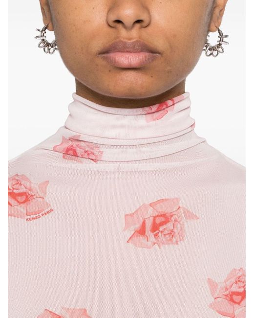 KENZO Pink Bluse mit Rosen-Print