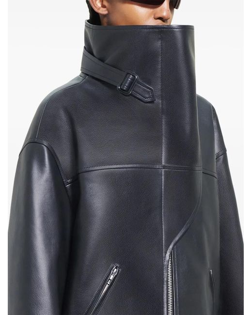 Courreges Black Oversized Leather Jacket