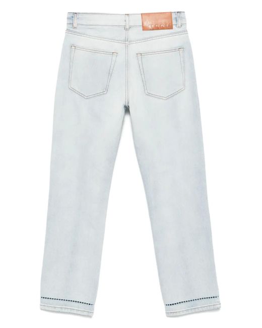 MSGM Blue Logo-Embroidered Jeans