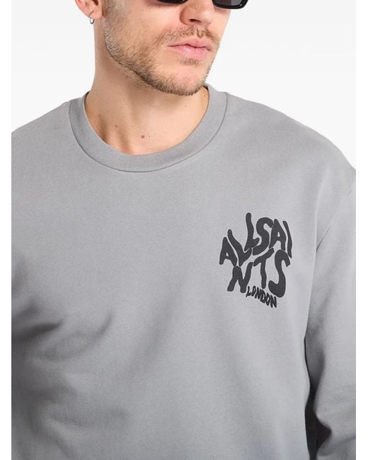 AllSaints Gray Orlando Logo-Print Sweater for men