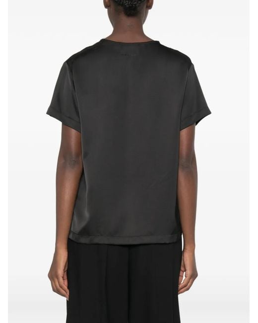 ERMANNO FIRENZE Black V-Neck Lace-Trim Top