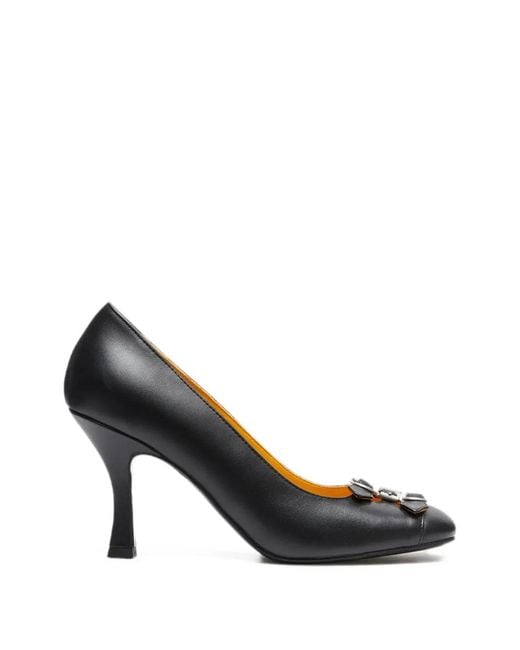 LILI CURIA Black Babette Buckle-Detail Pumps