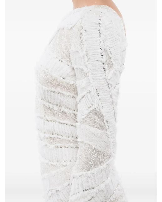 Balmain White Sequined Mini Dress